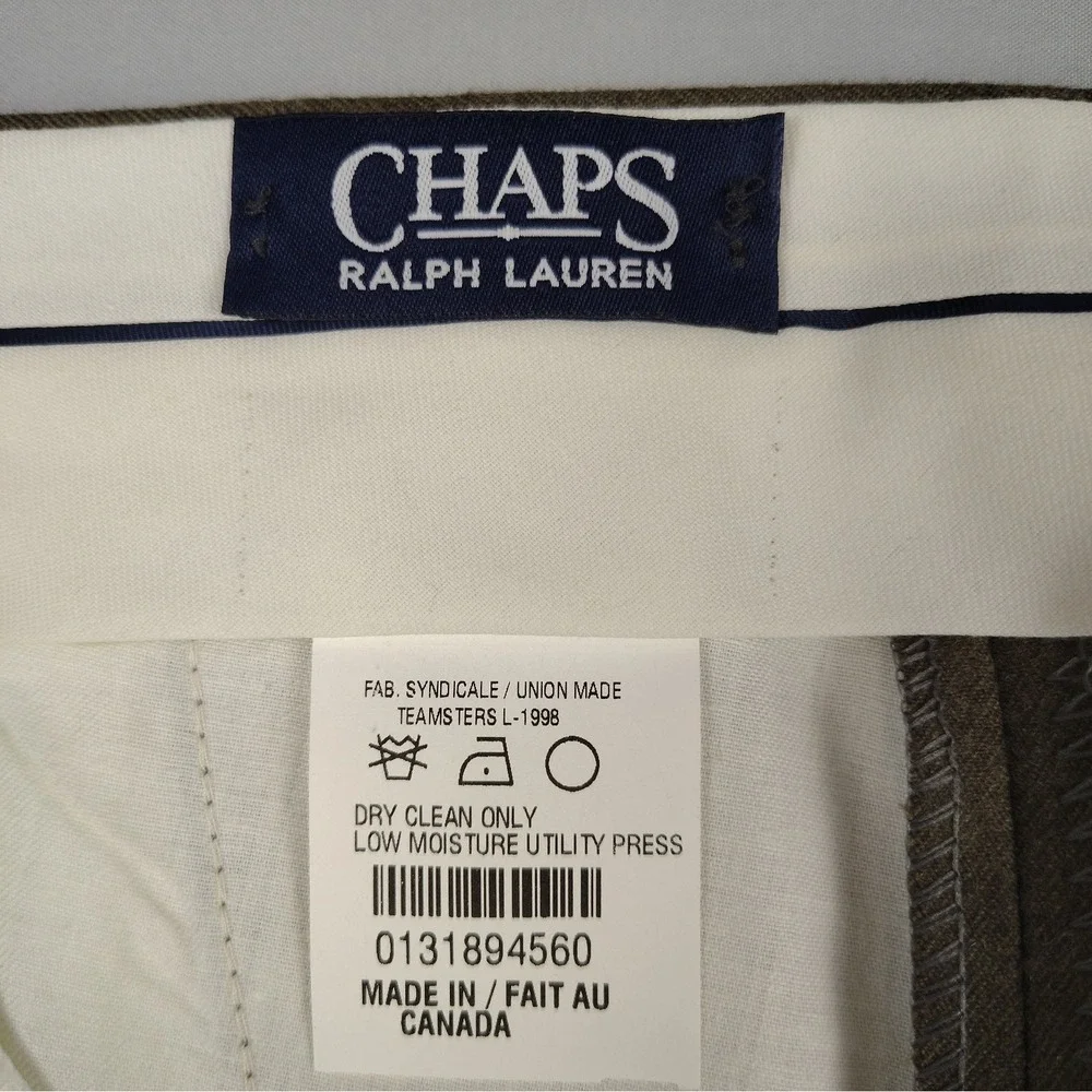 VTG Chaps Ralph Lauren Pants Mens 42x32 Brown Wool Pleated Cuffed NWT Office
